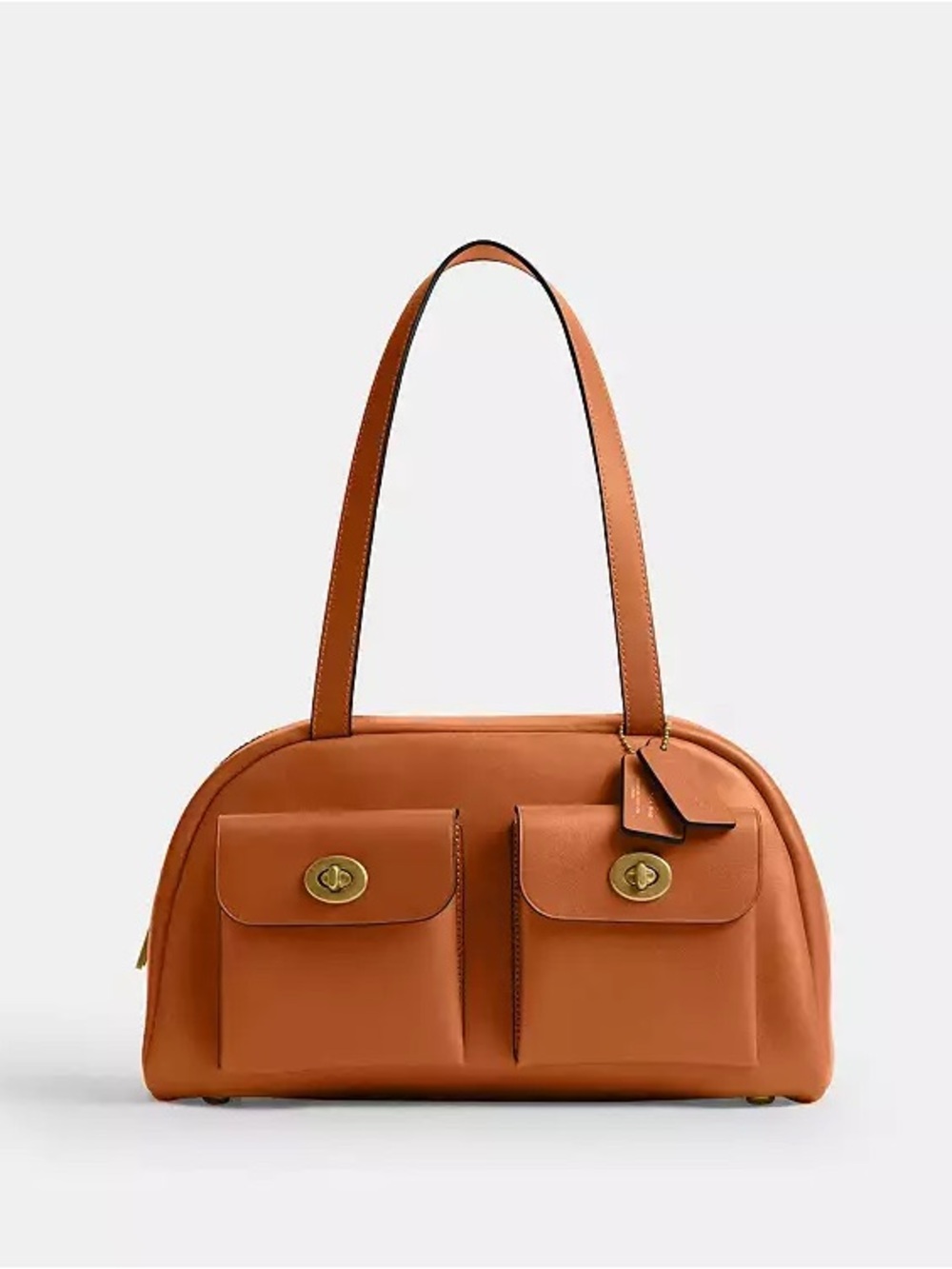 Coach Twin Turnlock Shoulder Bag in Brass/Toffee